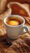 © Tetyana - Golden Morning Brew: A Close-Up of Fresh Coffee Amidst Warm Tones