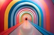 Kaleidoscopic Rainbow tunnel. Color urban travel. Generate Ai