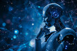abstract background. artificial inteligence thinking. head of a robot with copy space. High quality photo