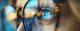 Fototapeta Big Ben - woman eye with glasses, AI generated