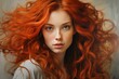 © juliars - Captivating Red hair woman portrait. White fairy. Generate ai