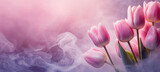 Fototapeta Tulipany - Pink tulips, abstract flowers. Copy space
