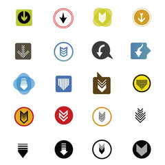 Wall Mural - Down arrow vector icon set. scroll illustration sign collection.