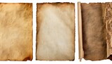 Fototapeta  - vector collection set old parchment paper sheet vintage aged or texture isolated on white background