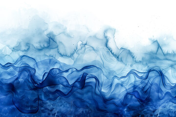 Wall Mural - Abstract watercolor paint background dark blue gradient color with fluid curve lines texture and white space for text.