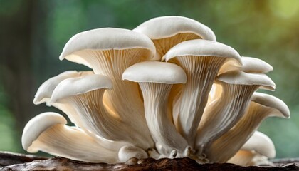 Canvas Print - close up of white colored oyster mushroom generated