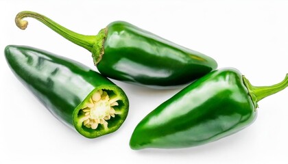 Canvas Print - jalapeno peppers isolated on white background green chili pepper with clipping path top view flat lay