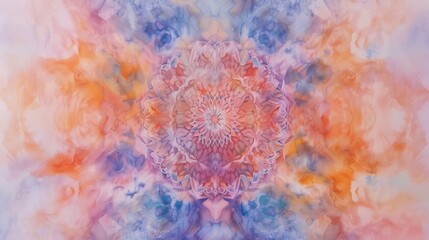 Poster - watercolor mandala with soft pastel colors blending seamlessly harmonious effect.