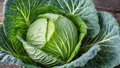 Canvas Print - a close up shot of a cabbage with its crisp green leaves fully displayed it is a rich source of vitamins and minerals