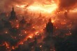 Fiery Cityscape Engulfed in Flames
