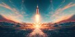 Technology and exploration symbolized by rocket launching into space with NASA image elements. Concept Space Exploration, NASA, Rocket Launch, Technology, Outer Space