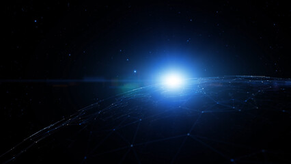 Wall Mural - shining futuristic 3d sphere in the universe illustration background.