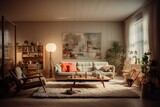 Fototapeta Desenie - usual living room interior of a suburban huge modern house 