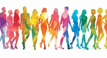 Colorful Silhouettes Of A Diverse Group Of People. Diversity And Equality Concept.