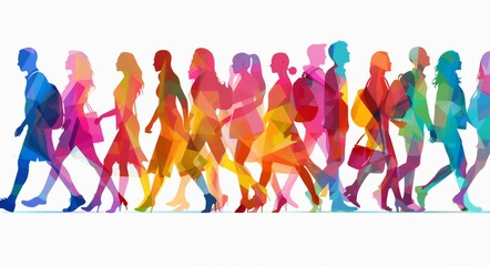 Colorful silhouettes of a diverse group of people. Diversity and equality concept.