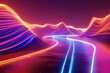 3d rendering of an abstract neon landscape With glowing lines and shapes creating a futuristic and vibrant scene