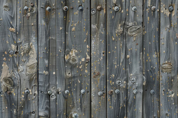 Wall Mural - A texture of a wooden floor with grains, knots, and nails