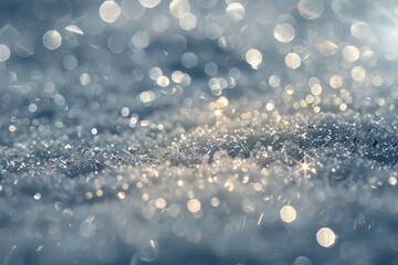 Wall Mural - A texture of a snow with flakes, crystals, and glitter