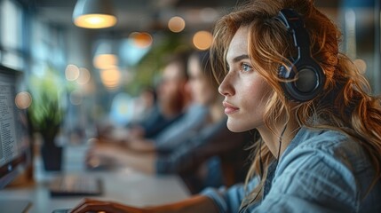 Aufkleber - Team of software developers coding in an open-plan office, with dual monitor setups, showcasing focus and teamwork in a tech startup environment. Generative AI.