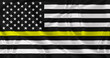Flag with yellow line blowing in the wind