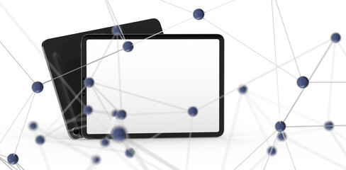 Neural network 3D illustration. Big data and cybersecurity