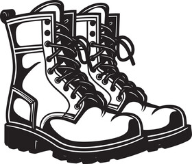 Wall Mural - Marine Strength Combat Boots Emblematic Graphic Elite Footwear Vector Logo Design