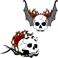 Wall Mural - winged skull gotic tattoo pack collection sticker in vector format