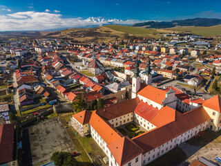 Aerial panoramic view of the of Podolinec in Slovakia