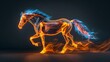 Mystical fire horse symbolizing the power of the natural element. A hoofed animal (stallion or mare) running fast. Illustration for cover, card, interior design, brochure or presentation.
