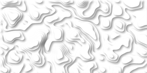 Poster - 3D Papercut Stylized White topographic contour scheme and terrain. Topography grid map. Contour map background. Geographic line mountain relief. Abstract lines or wavy backdrop background.