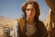 Resilient Samaritan woman well portrait. Church bible. Generate Ai