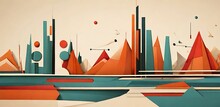 Geometric Midcentury Modern Abstract Background 2d