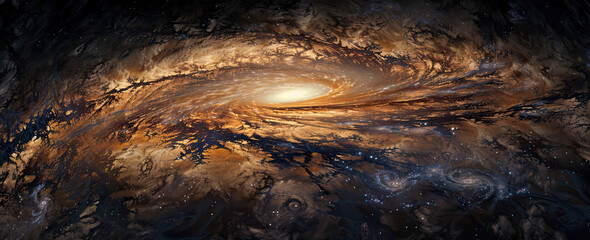Wall Mural - an artistic representation of a spiral galaxy with a luminous core, intricate dust lanes, and a dyna