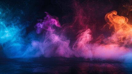 Canvas Print - Electric, crackling smoke with vibrant colors against a dark backdrop, energized by dynamic ground lighting.