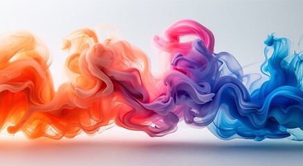 a row of colorful smoke coming out of a container on a white background