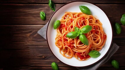 Wall Mural - Delicious Plate of Spaghetti with Tomato Sauce