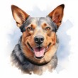 Australian cattle dog. Cattle dog clipart. Watercolor illustration. Generative AI. Detailed illustration.