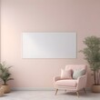 blank poster on a wall in scandinavian interior, pastel tints 