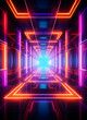 a colorful neon tunnel sticker with some neon lights, in the style of rendered in unreal engine, i can't believe how beautiful this is, geometric shapes & patterns, immersive environments, captivating