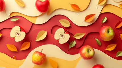 Poster - Paper card for Rosh Hashanah, Jewish New Year Autumn Holiday Concept. Apples, Honey, Traditional Products for Celebration. Generative ai