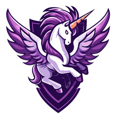 Wall Mural - Vector esports logotype horse pegasus on white background, logo pegasus, icon pegasus, sticker pegasus, symbol pegasus, emblem pegasus