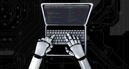 Software development programming on computer screen for modish application and program coding