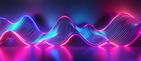 Wall Mural - 3d render of curvy colorful glowing ultraviolet spectrum neon lines background. AI generated image