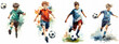 © Marina - Watercolor illustration of 4 Young boys playing soccer, isolated on a white background. Kids sports concept