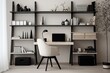 © Michael - White Shelving & Black Decor: Minimalist Monochrome Home Office Concepts