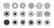 Sunburst fun burst element star vector doodle set. Starburst circle shine spark sun ray doodle vector set