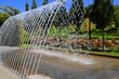 Picturesque dancing fountain Fountain show, creative water design Sofiivka. Uman, Ukraine