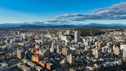 Fototapete - 都市のドローン空撮