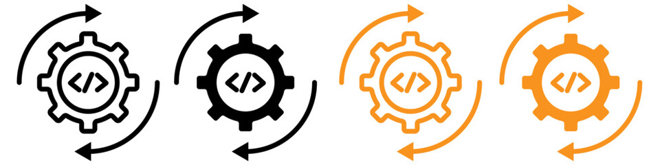 Wall Mural - Code optimization icon logo set vector