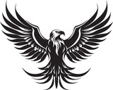 Fototapeta  - Eagle Elation Tattoo Style Icon with Skull Ink Triumph Eagle Vector Logo Design